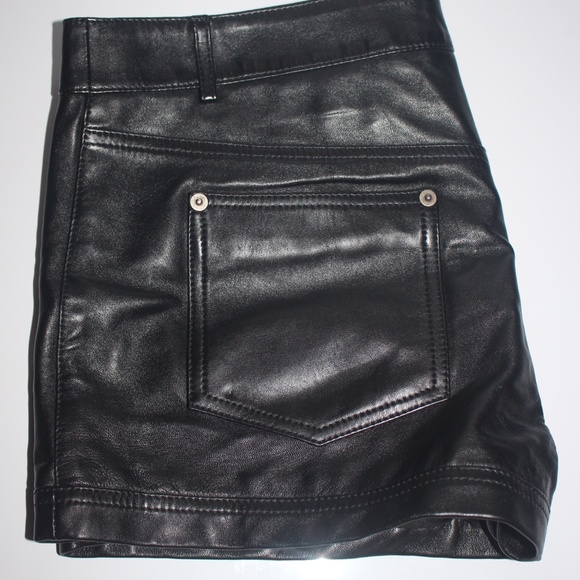 SAINT LAURENT Leather Shorts In Black - Picture 4 of 9